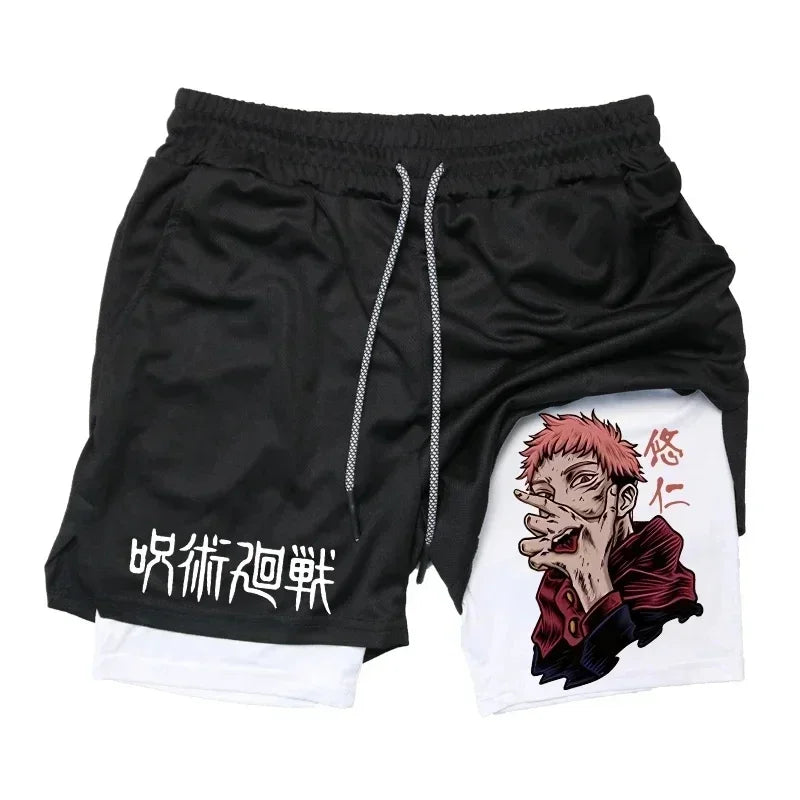 Men's Anime Compression Shorts | Quick-Dry Gym Performance