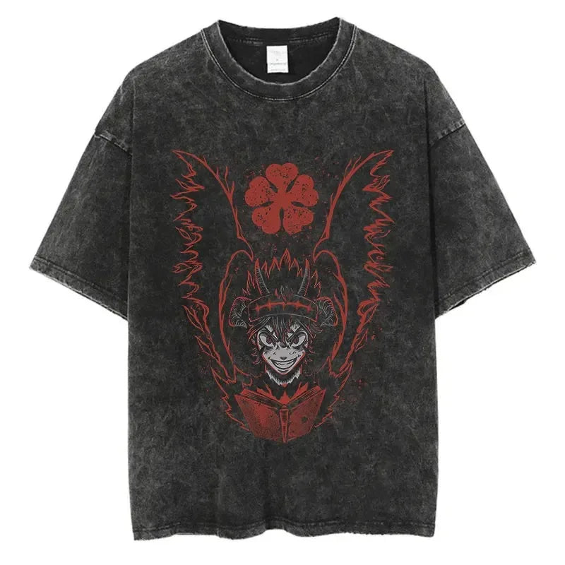 Black Clover Washed Vintage T-Shirt | Harajuku Streetwear