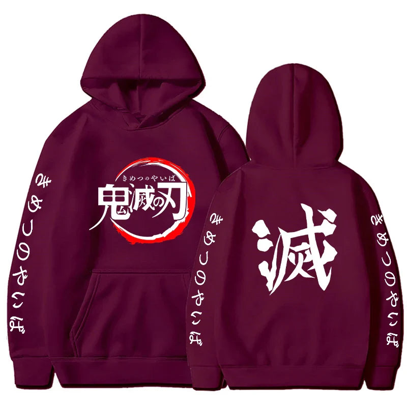 Demon Slayer Letter Graphic Hoodie | Harajuku Streetwear