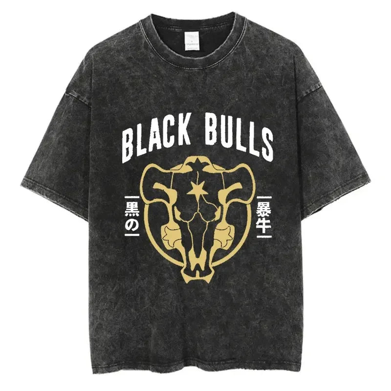 Black Clover Washed Vintage T-Shirt | Harajuku Streetwear