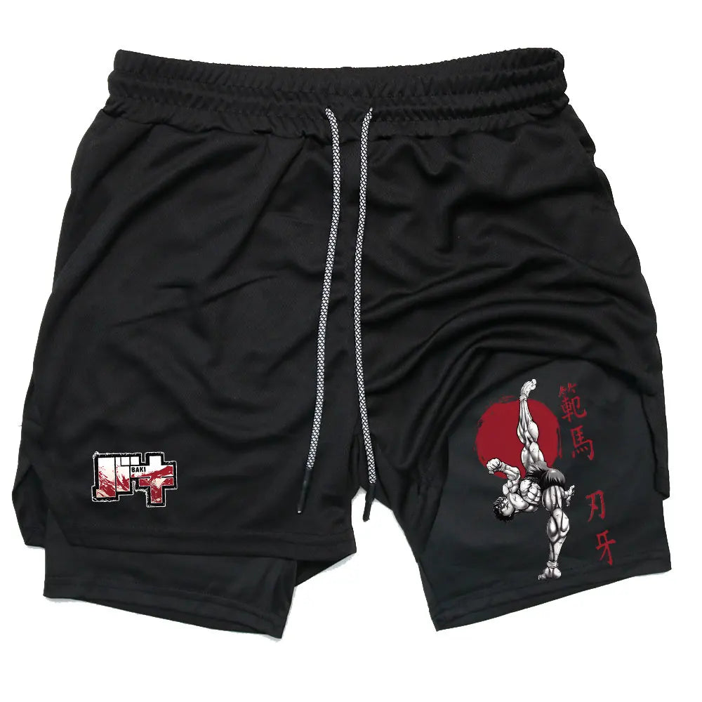 Baki Hanma 2-in-1 Gym Shorts | Compression Performance Shorts