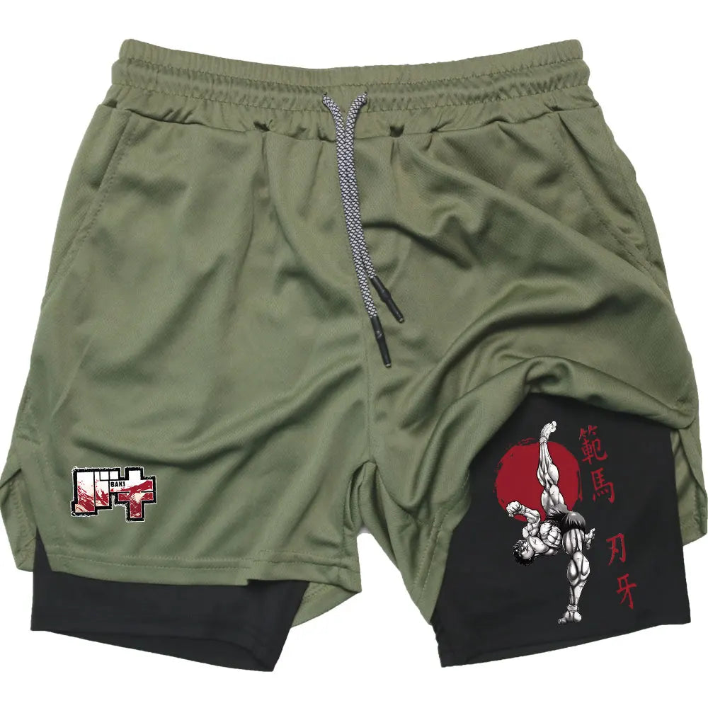 Baki Hanma 2-in-1 Gym Shorts | Compression Performance Shorts