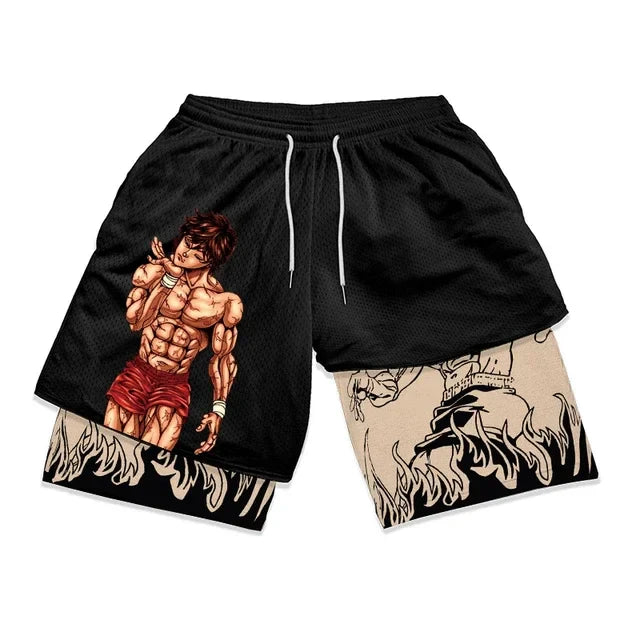 Baki Hanma Athletic 2-in-1 Gym Shorts | Anime Compression
