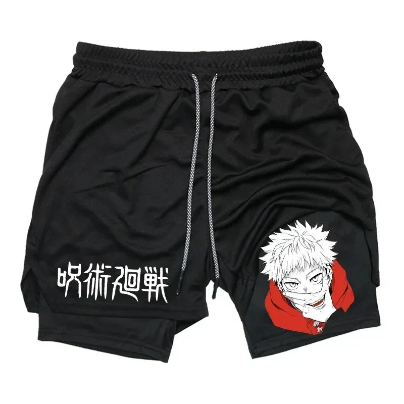 Jujutsu Kaisen 2-in-1 Compression Shorts | Anime Gym Shorts