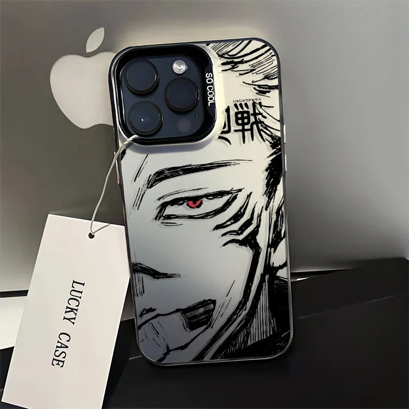 Jujutsu Kaisen Half-Wrapped iPhone Case | Silver Plated Patterns
