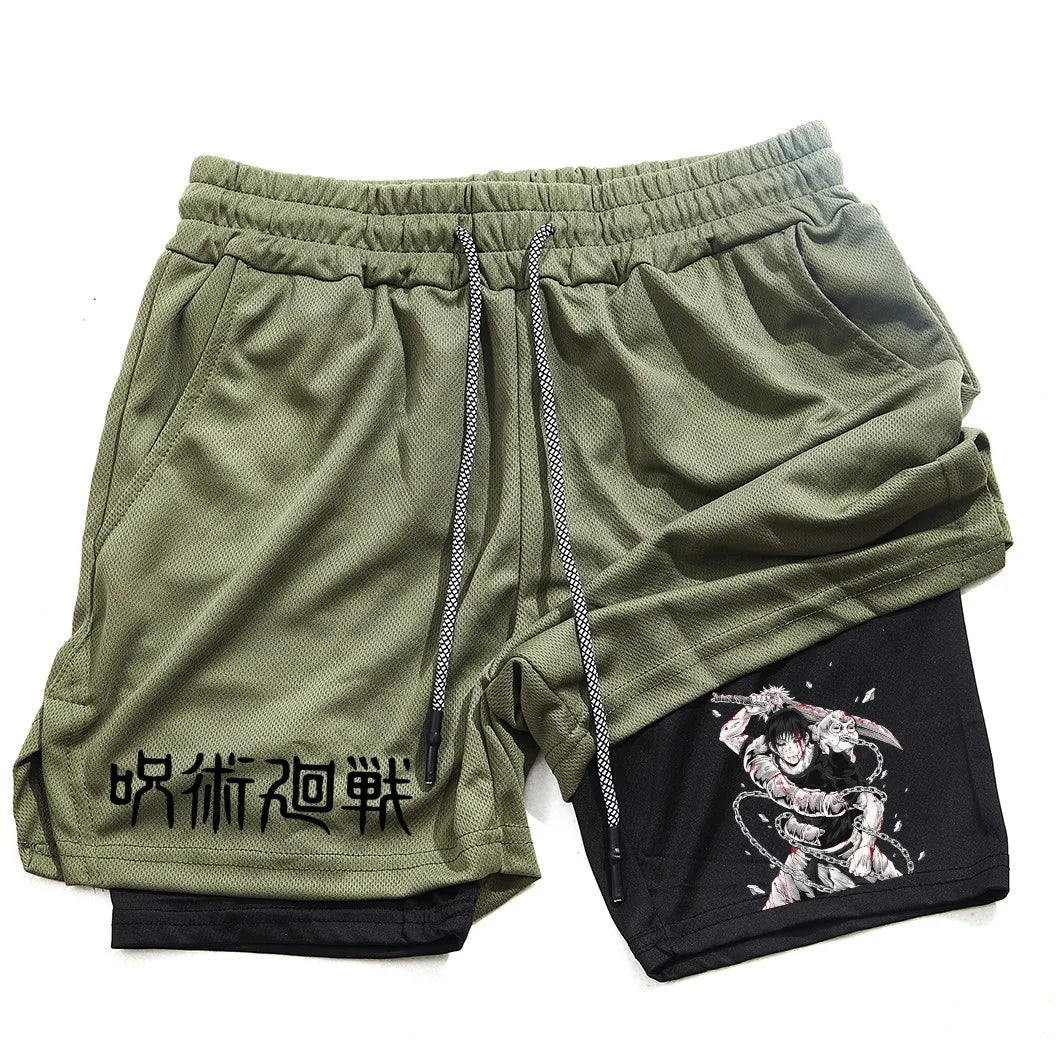 Toji Printed 2-in-1 Sports Shorts | Mesh Gym Running Shorts