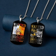 Anime One Piece Metal Necklace  New Bounty Wanted Posters