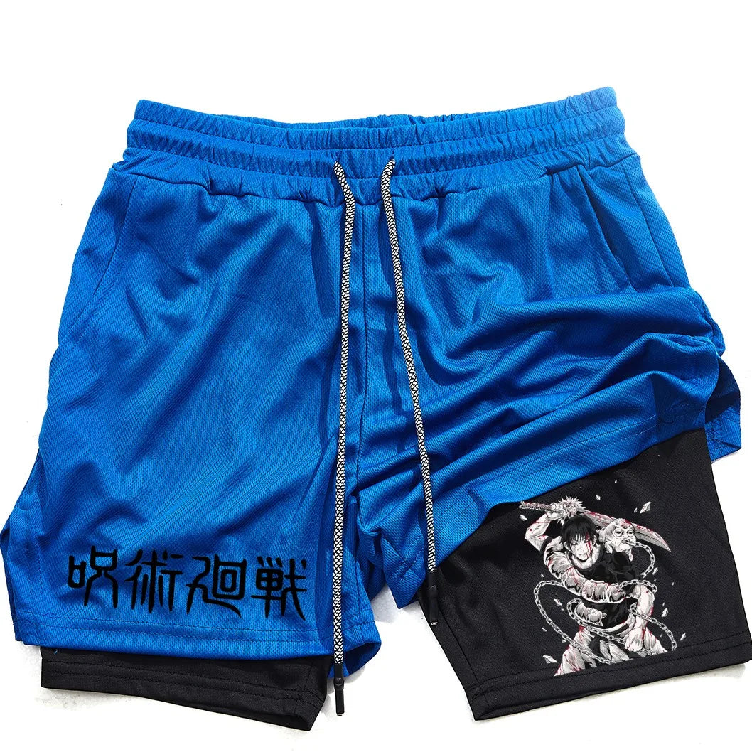 Toji Printed 2-in-1 Sports Shorts | Mesh Gym Running Shorts