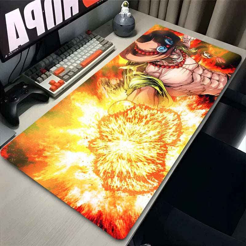 One Piece Ace Flame XXL Mouse Pad | Anime Gaming Desk Mat