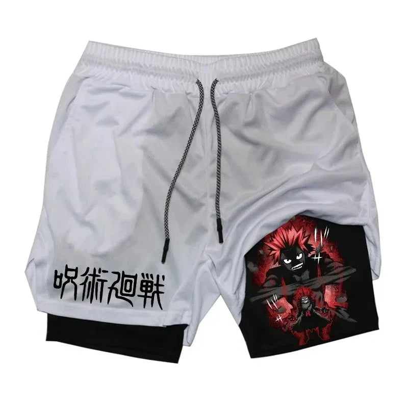 Men's Quick-Dry Anime Gym Compression Shorts | Performance