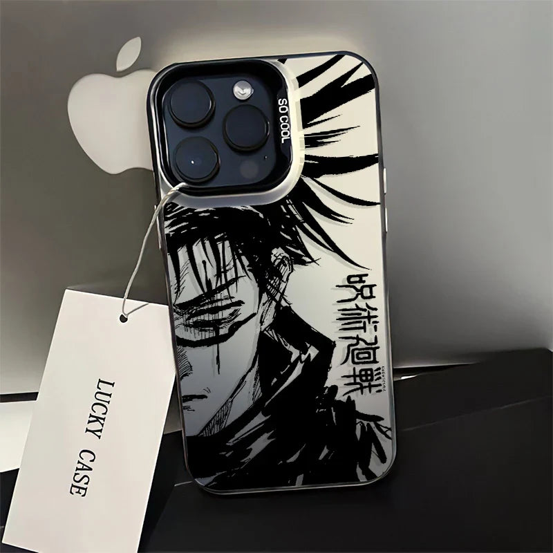 Jujutsu Kaisen Half-Wrapped iPhone Case | Silver Plated Patterns