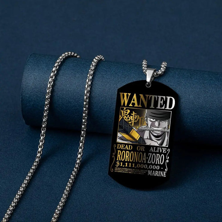 Anime One Piece Metal Necklace  New Bounty Wanted Posters