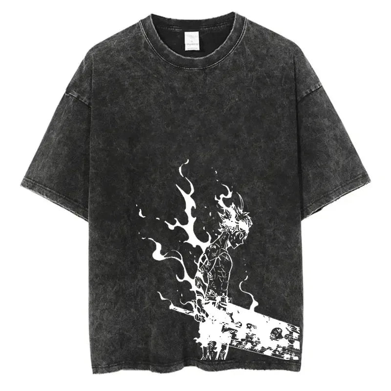 Black Clover Washed Vintage T-Shirt | Harajuku Streetwear