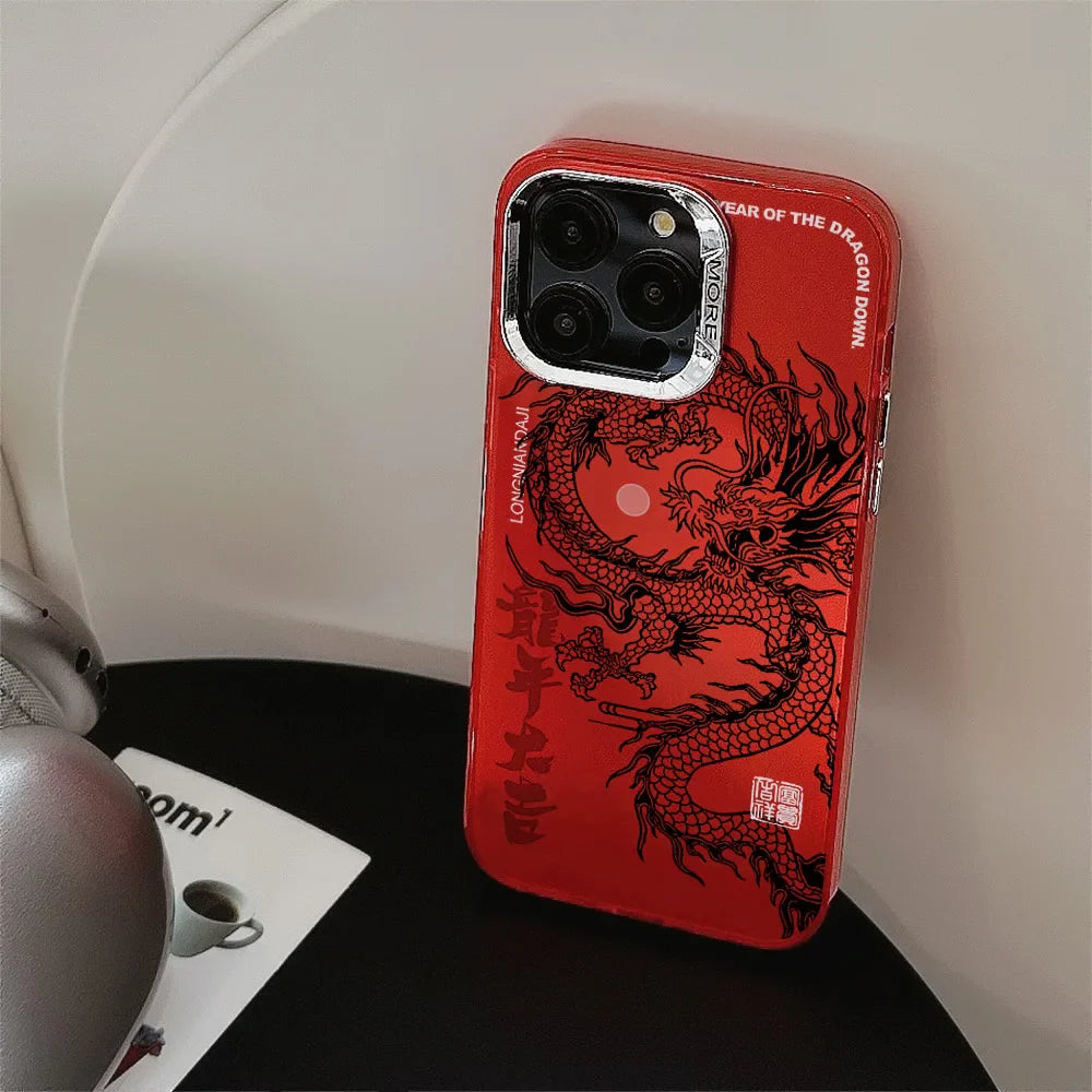 Chinese Dragon Red Plating Shockproof iPhone Case | TPU