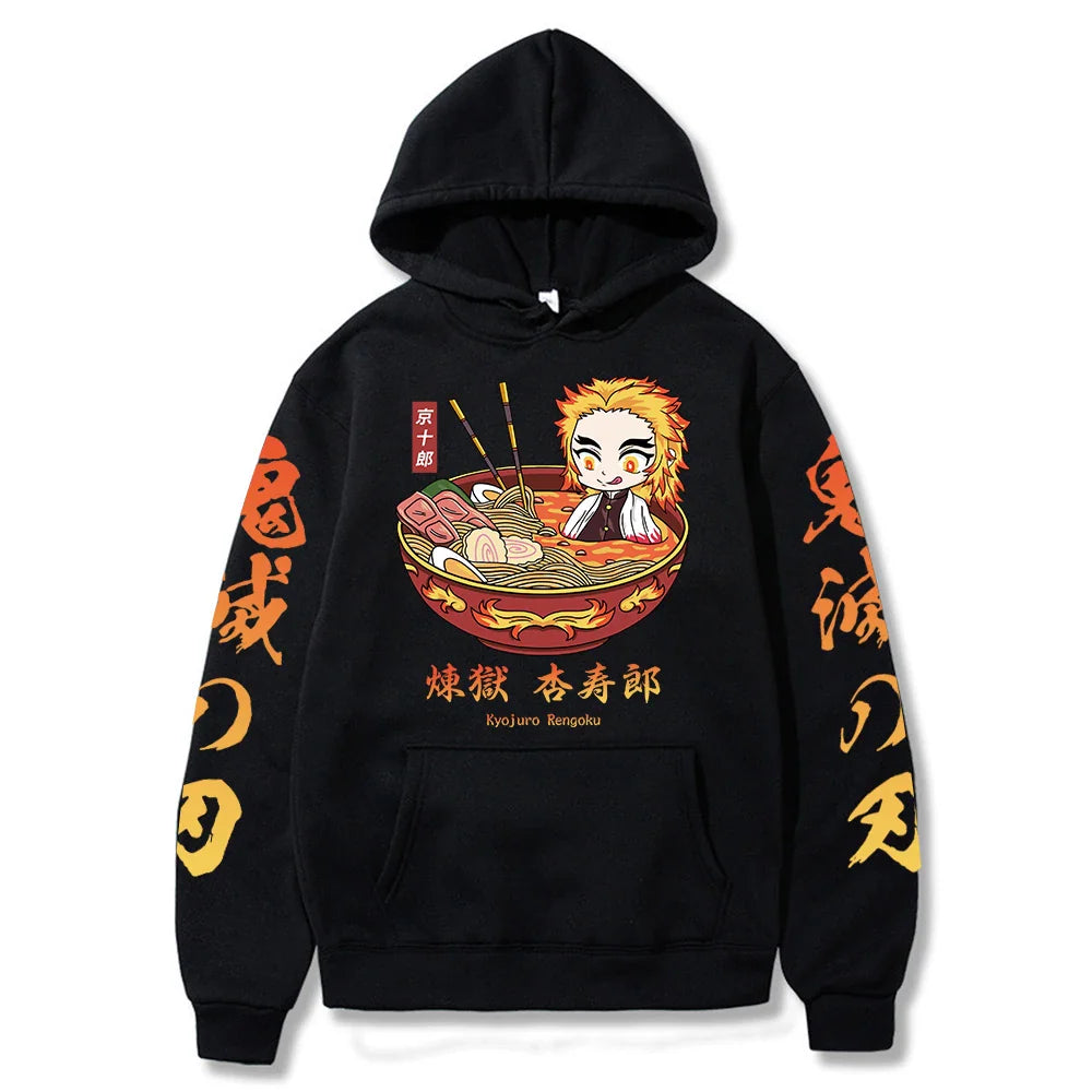 Demon Slayer Rengoku Loose Harajuku Hoodie | Anime Sweatshirt