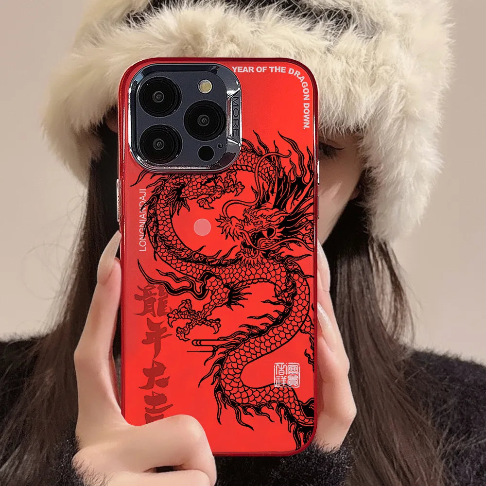 Chinese Dragon Red Plating Shockproof iPhone Case | TPU