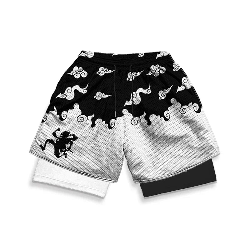 One Piece Luffy Zoro 2-in-1 Gym Shorts | Anime Sport Shorts