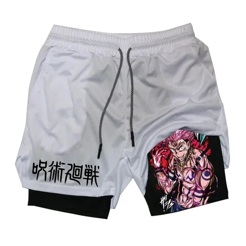 Men's Anime Compression Shorts | Quick-Dry Gym Performance