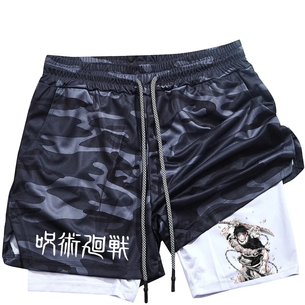 Toji Printed 2-in-1 Sports Shorts | Mesh Gym Running Shorts