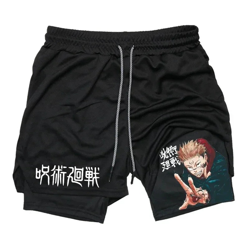 Jujutsu Kaisen 2-in-1 Compression Shorts | Anime Gym Shorts