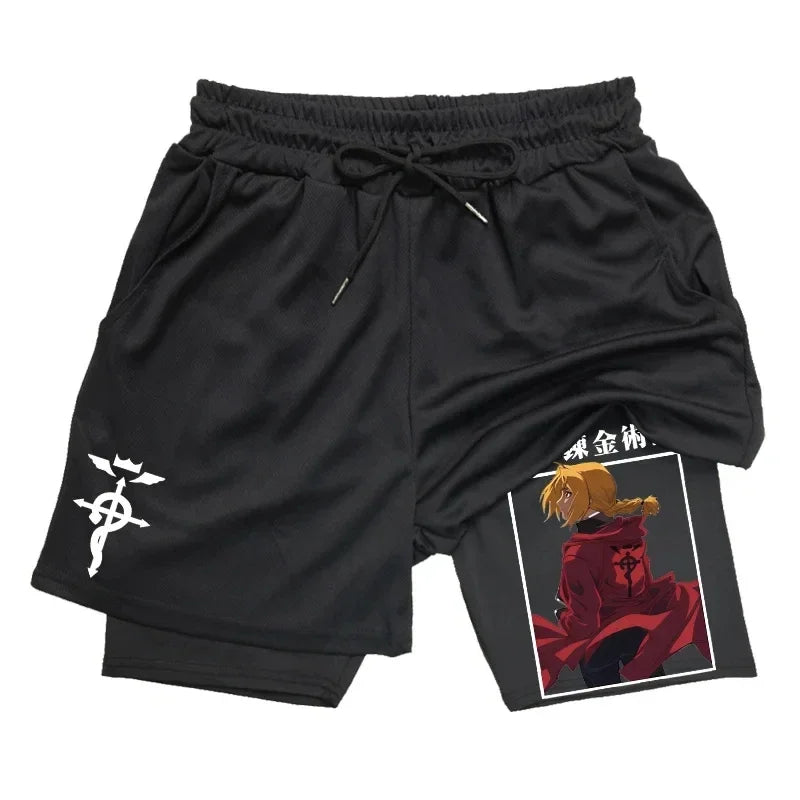 Anime 2-in-1 Stretch Compression Shorts | Quick-Dry Running
