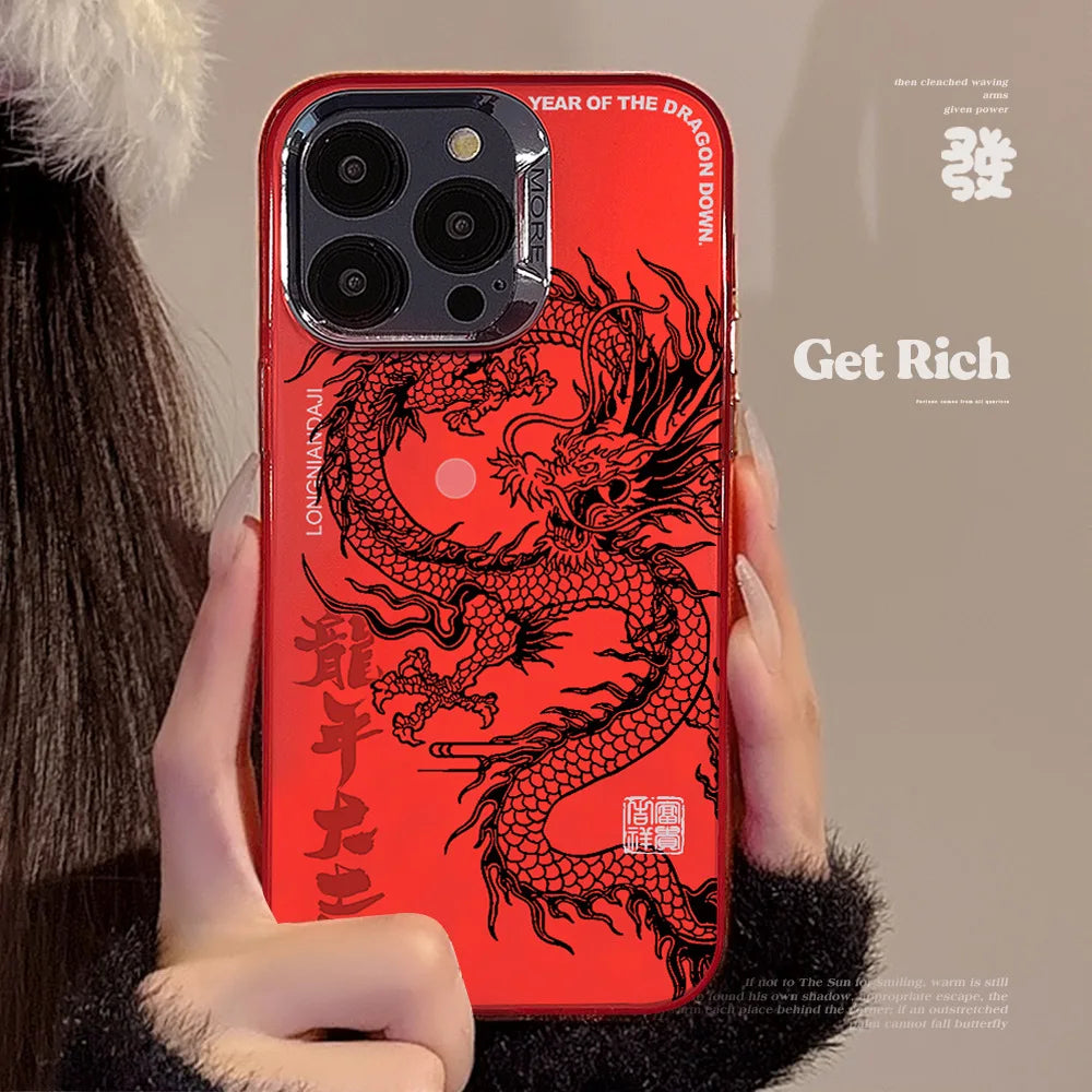Chinese Dragon Red Plating Shockproof iPhone Case | TPU