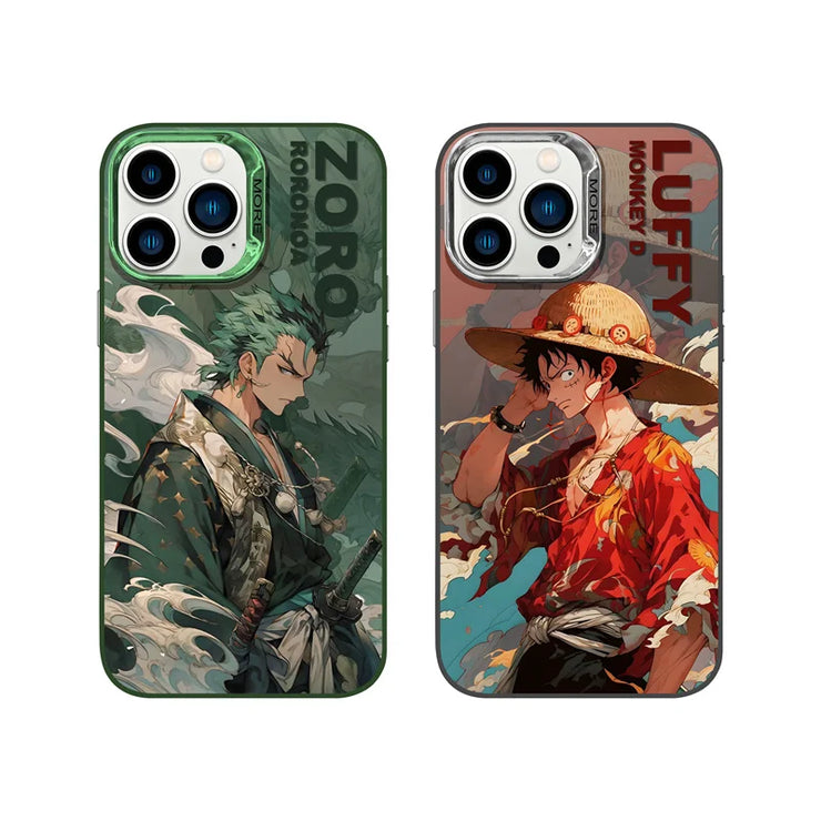 🛡️ ONE PIECE Luffy Hat Roronoa Zoro Plating Anime Phone Case for iPhone 15, 14, 13, 12, 11 Pro Max 🛡️