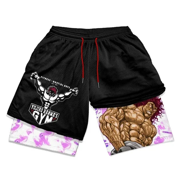 Baki Hanma Athletic 2-in-1 Gym Shorts | Anime Compression