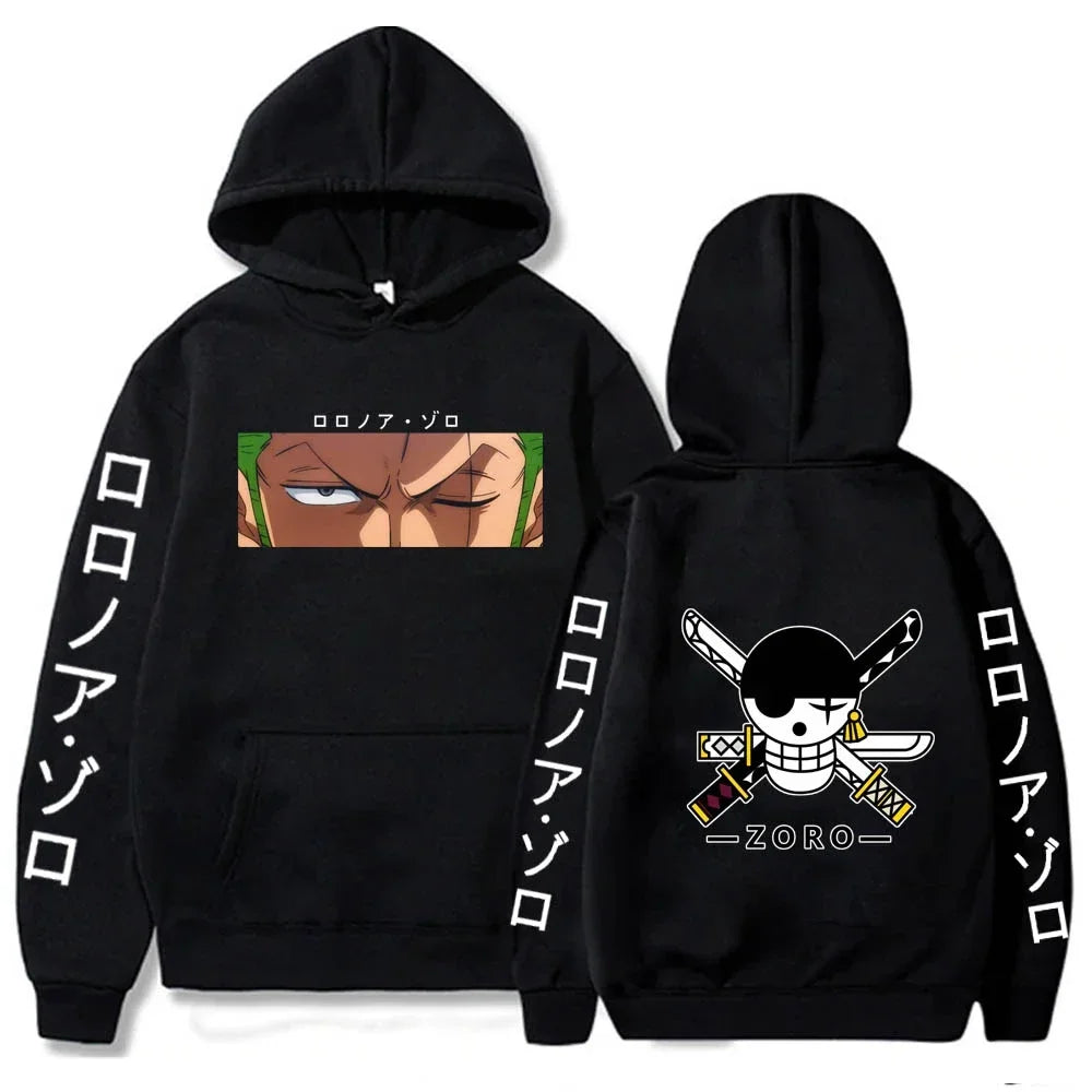 Anime Hip-Hop Fleece Hoodie | Streetwear Warm Pullover