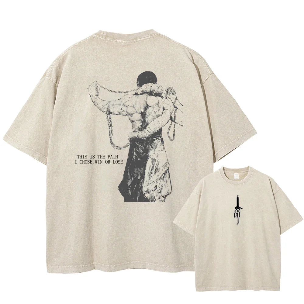 Japanese Anime Graphic Oversized T-Shirt | Washed Tee