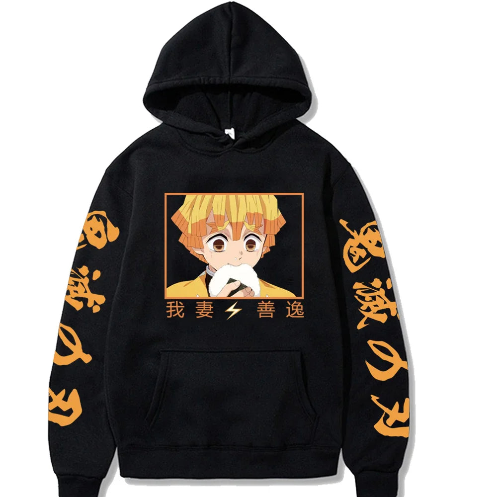 Demon Slayer Rengoku Loose Harajuku Hoodie | Anime Sweatshirt