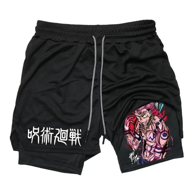 Jujutsu Kaisen 2-in-1 Compression Shorts | Anime Gym Shorts
