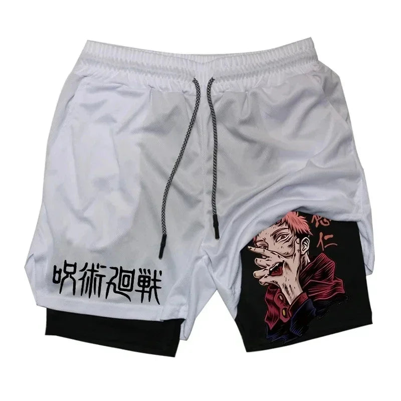 Men's Anime Compression Shorts | Quick-Dry Gym Performance