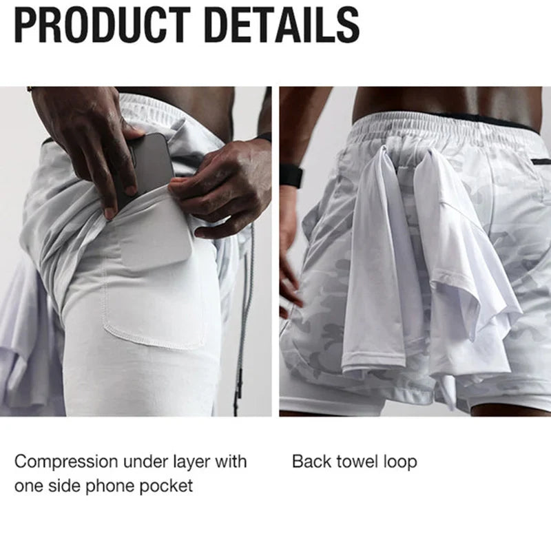 Anime 2-in-1 Running Shorts | Compression Shorts Phone Pocket