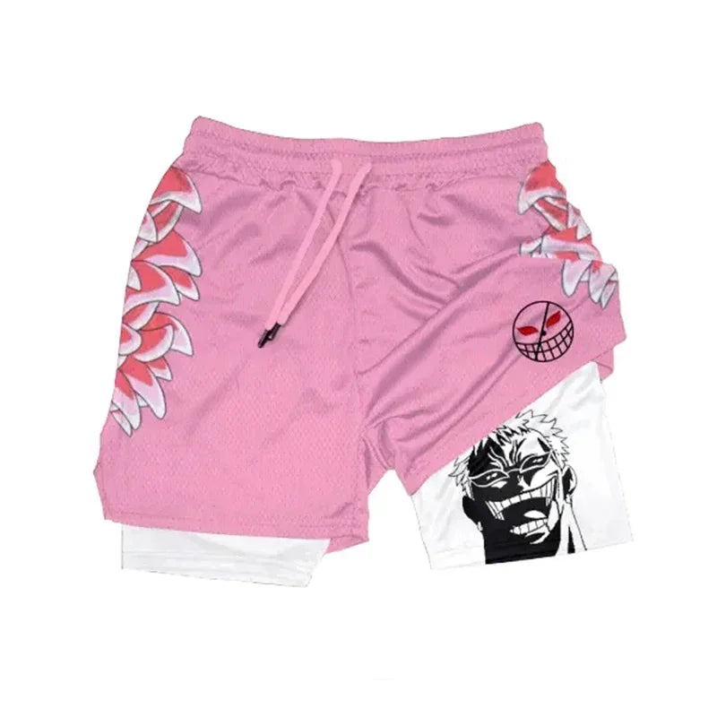 One Piece Luffy Zoro 2-in-1 Gym Shorts | Anime Sport Shorts