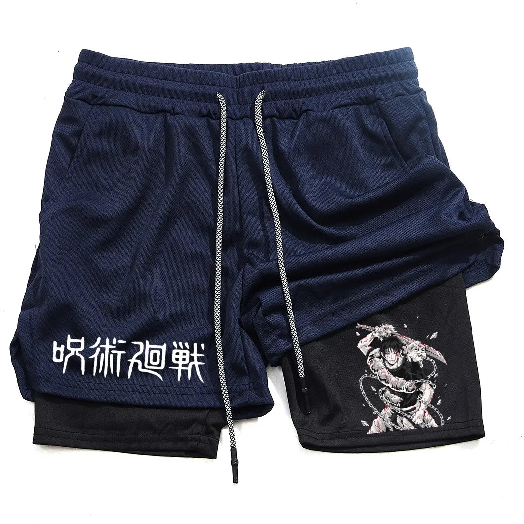 Toji Printed 2-in-1 Sports Shorts | Mesh Gym Running Shorts