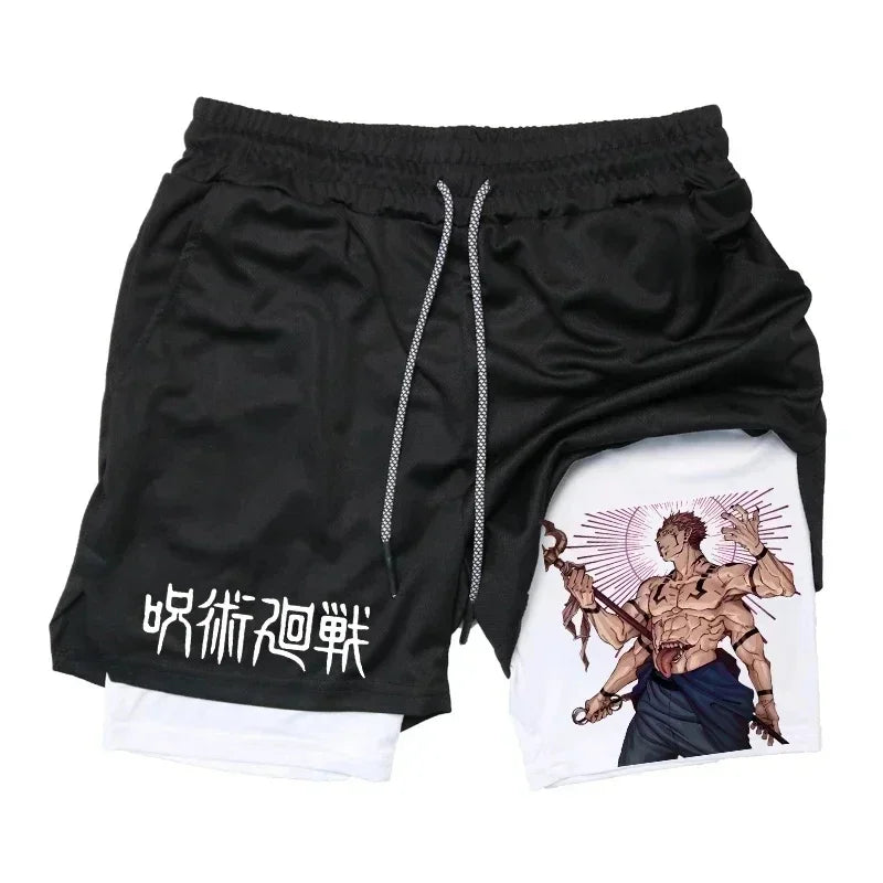 Men's Anime Compression Shorts | Quick-Dry Gym Performance