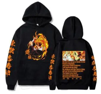 Demon Slayer Rengoku Casual Loose Hoodie | Harajuku Pullover