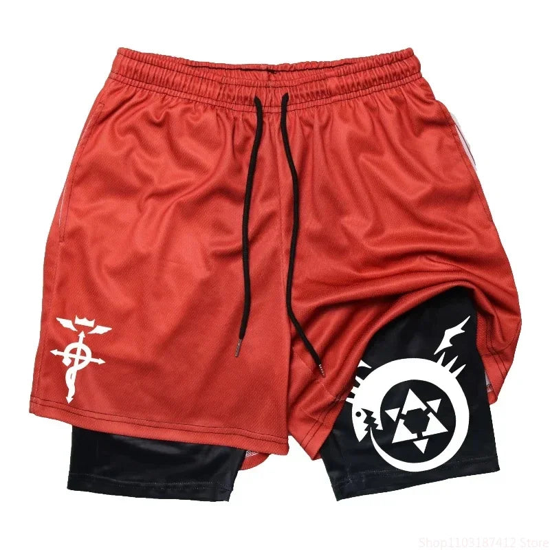 Anime 2-in-1 Stretch Compression Shorts | Quick-Dry Running