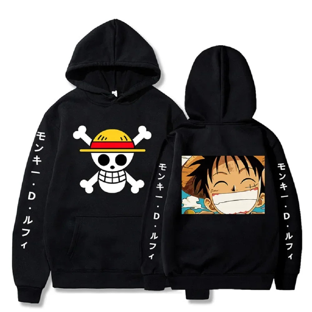 Anime Hip-Hop Fleece Hoodie | Streetwear Warm Pullover