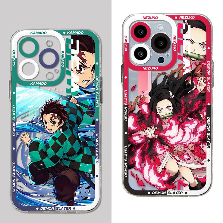 Demon Slayer Phone Case – Soft Transparent Cover for iPhone 📱🔥