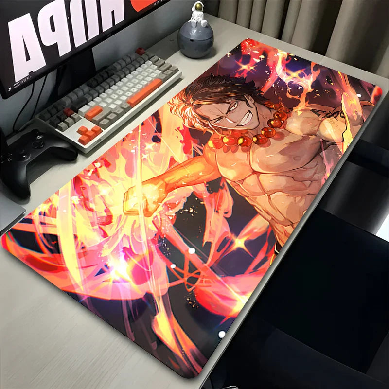 One Piece Ace Flame XXL Mouse Pad | Anime Gaming Desk Mat