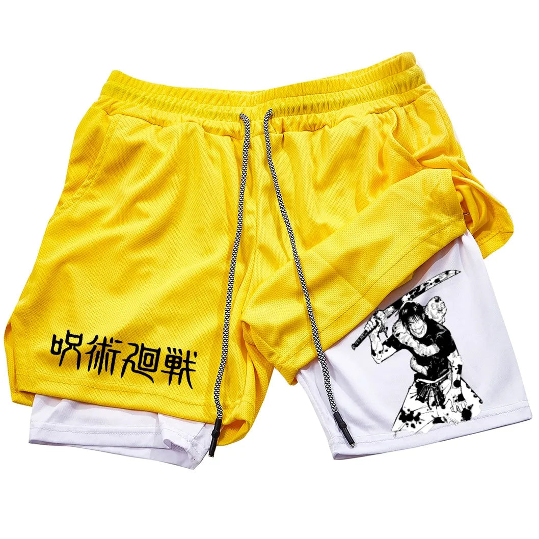 Toji Printed 2-in-1 Sports Shorts | Mesh Gym Running Shorts
