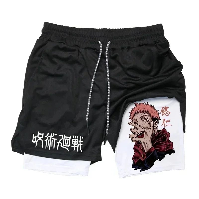 Men's Anime Compression Shorts | Quick-Dry Gym Performance