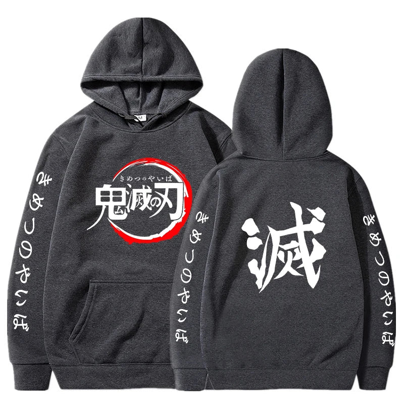 Demon Slayer Letter Graphic Hoodie | Harajuku Streetwear