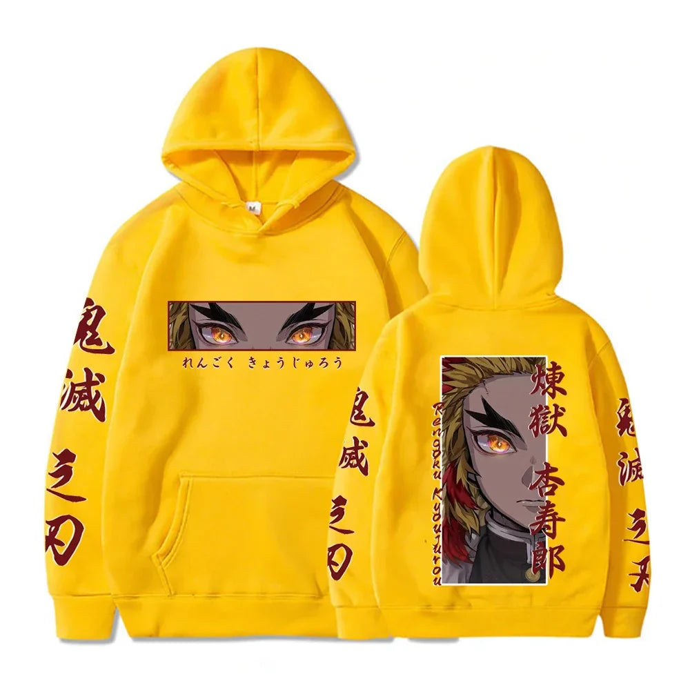 Demon Slayer Rengoku Eyes Hoodie | Plus Size Anime Sweatshirt