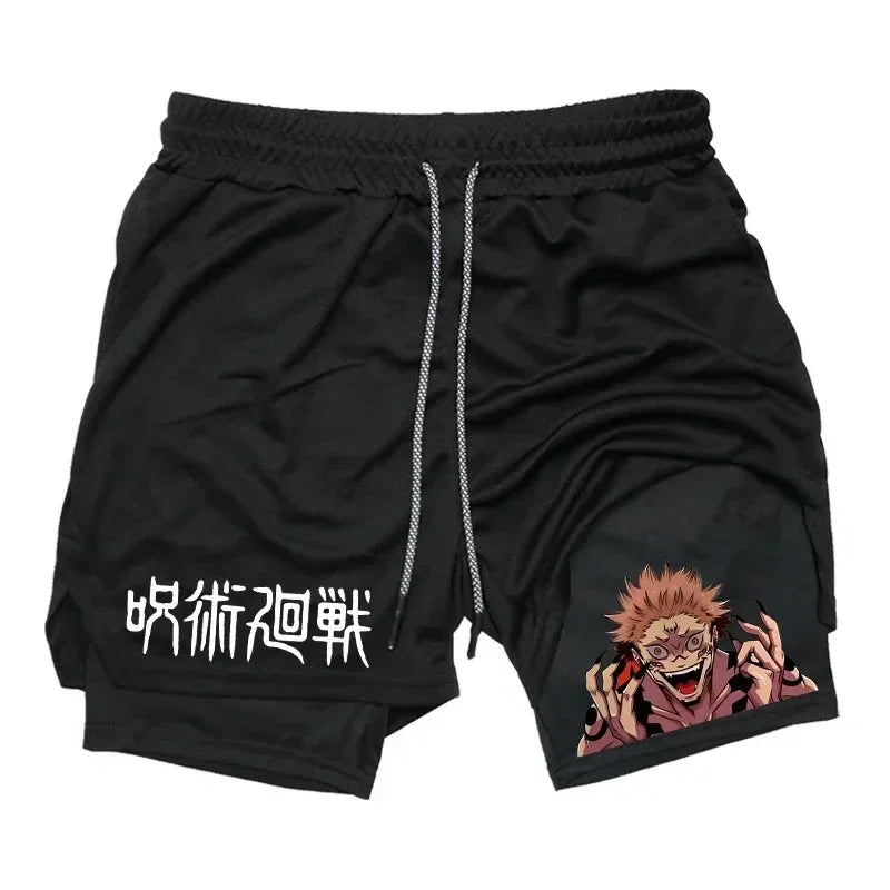 Jujutsu Kaisen 2-in-1 Compression Shorts | Anime Gym Shorts