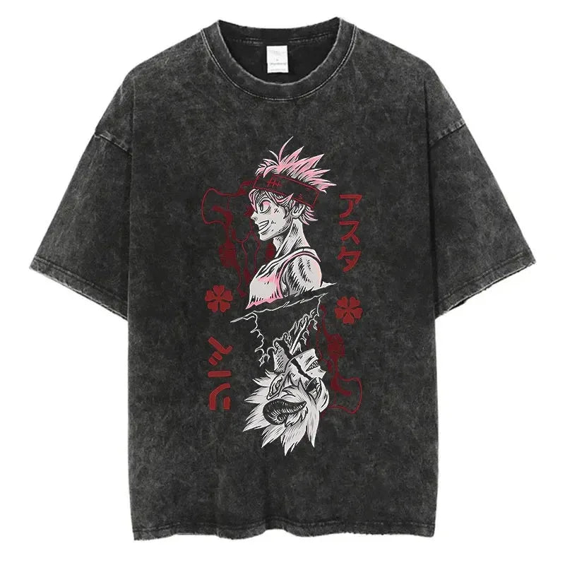 Black Clover Washed Vintage T-Shirt | Harajuku Streetwear