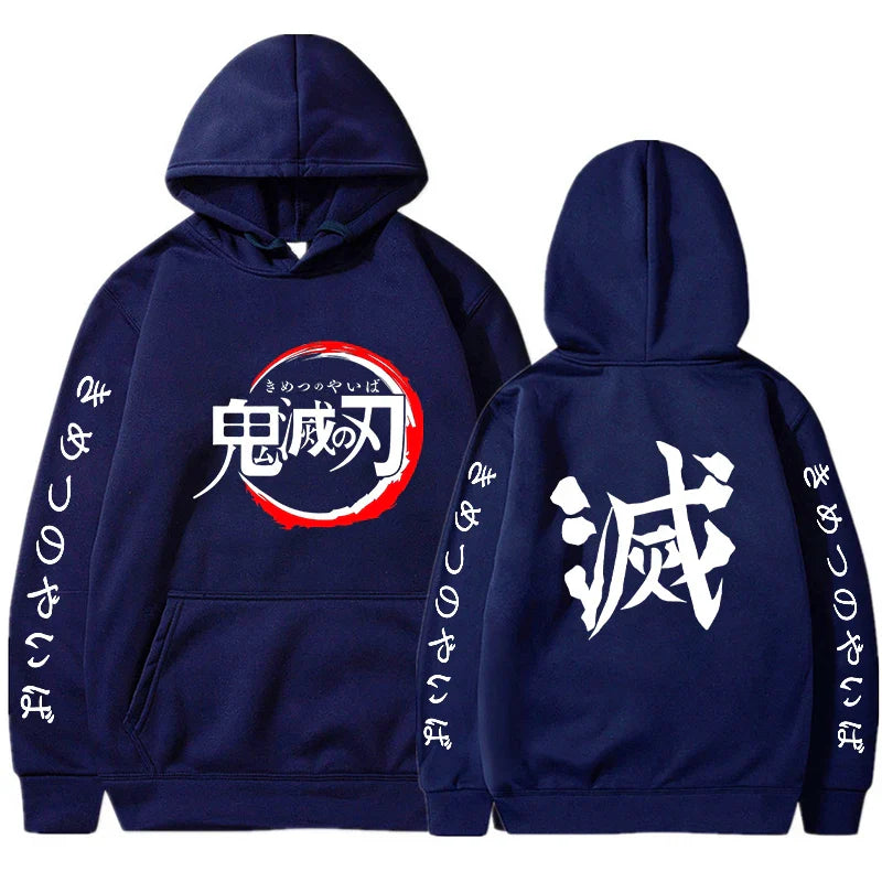 Demon Slayer Letter Graphic Hoodie | Harajuku Streetwear