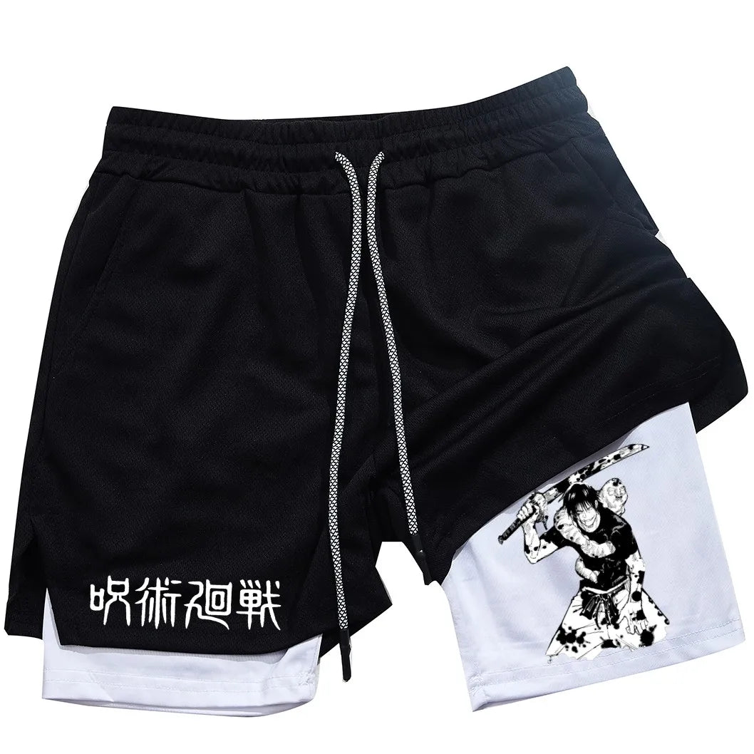 Toji Printed 2-in-1 Sports Shorts | Mesh Gym Running Shorts